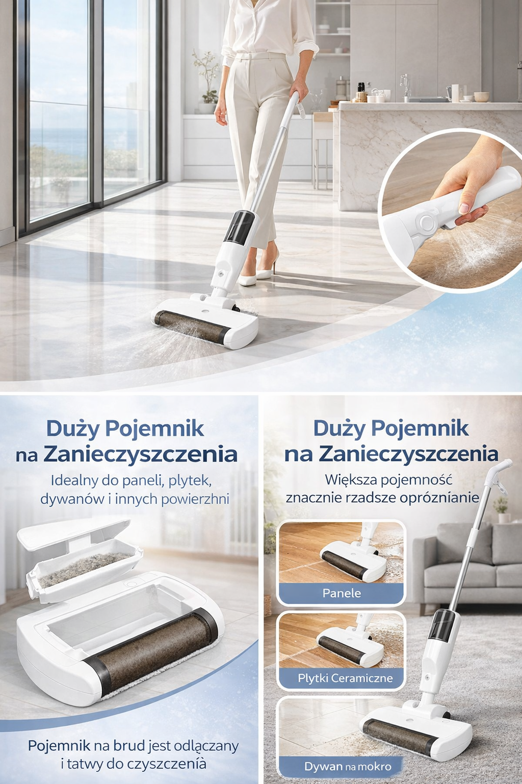 Bezprzewodowy mop elektryczny 3w1